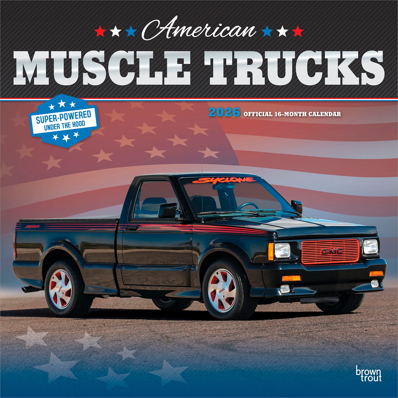 American Muscle Trucks OFFICIAL | 2026 12 x 24 Inch (Hanging) Monthly Square Wall Calendar | Foil Stamped Cover | Plastic-Free